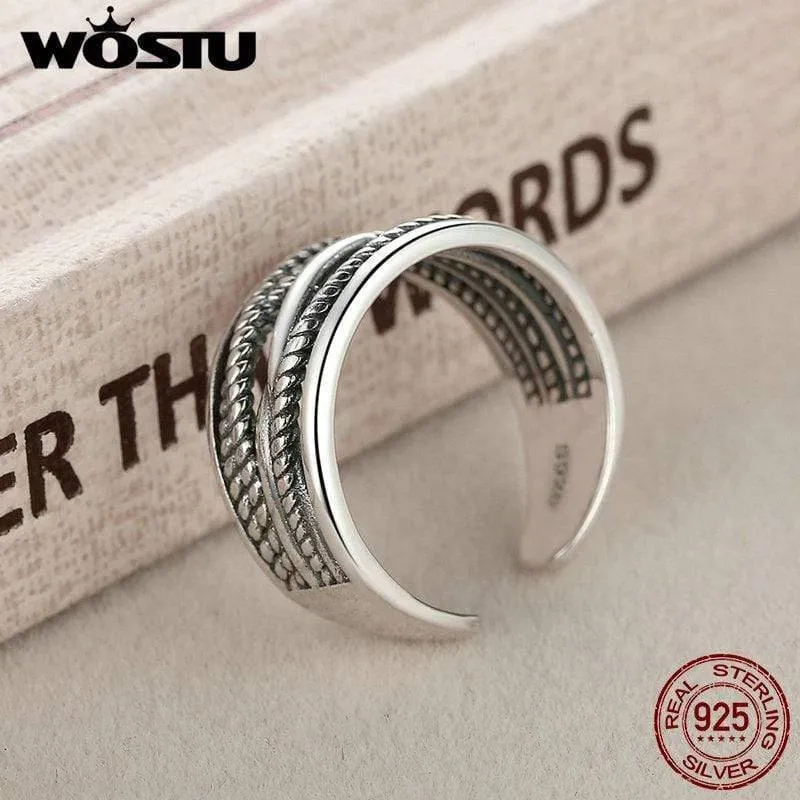 Offene Ringe aus 925er-Sterlingsilber für Damen und Herren, Vintage-Stil, edler Schmuck FMR005
