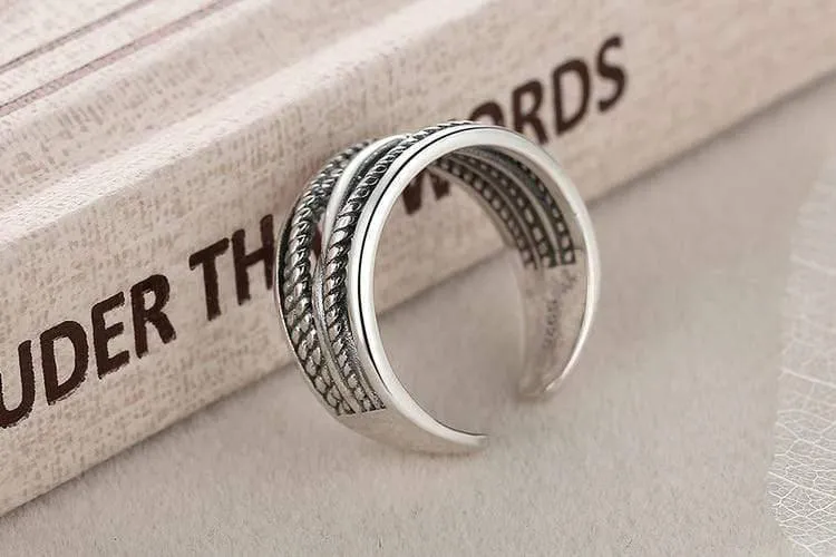 Offene Ringe aus 925er-Sterlingsilber für Damen und Herren, Vintage-Stil, edler Schmuck FMR005