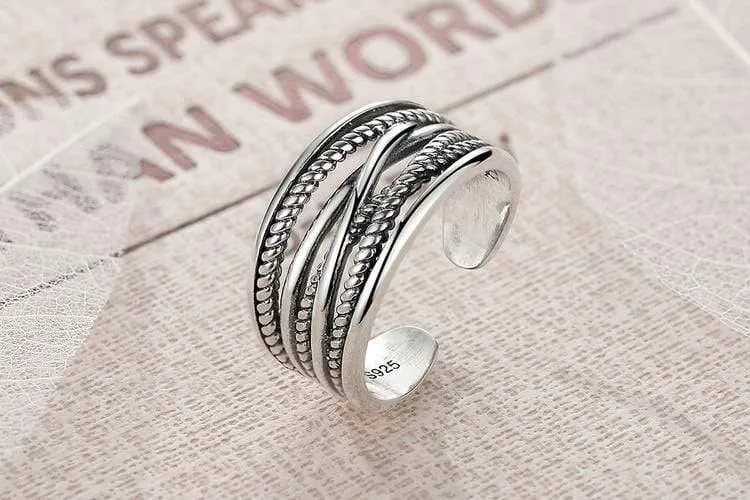 Offene Ringe aus 925er-Sterlingsilber für Damen und Herren, Vintage-Stil, edler Schmuck FMR005