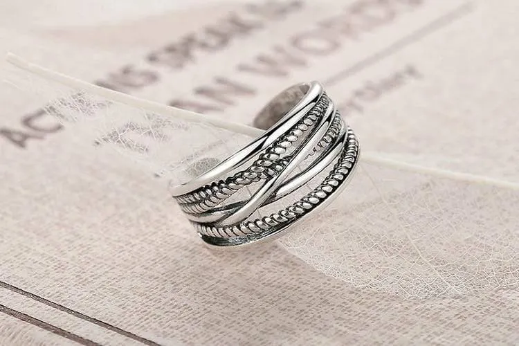 Offene Ringe aus 925er-Sterlingsilber für Damen und Herren, Vintage-Stil, edler Schmuck FMR005