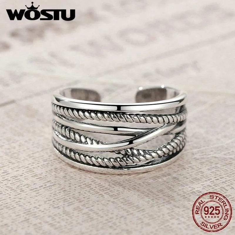 Offene Ringe aus 925er-Sterlingsilber für Damen und Herren, Vintage-Stil, edler Schmuck FMR005