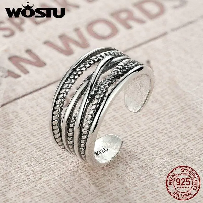 Offene Ringe aus 925er-Sterlingsilber für Damen und Herren, Vintage-Stil, edler Schmuck FMR005