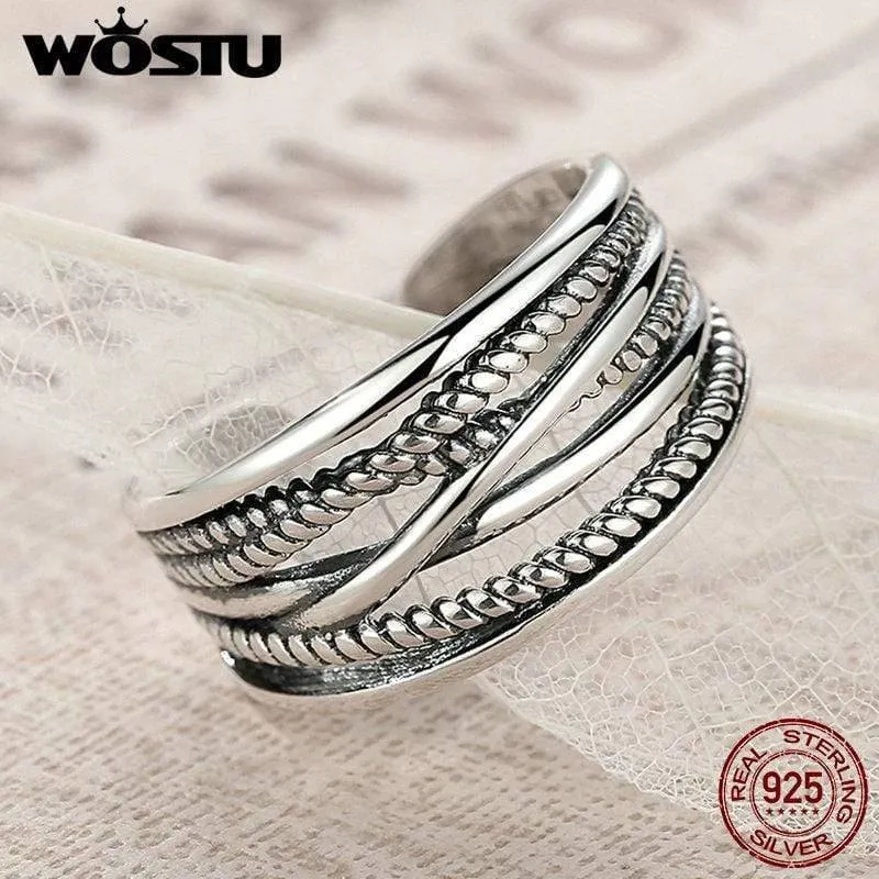 Offene Ringe aus 925er-Sterlingsilber für Damen und Herren, Vintage-Stil, edler Schmuck FMR005