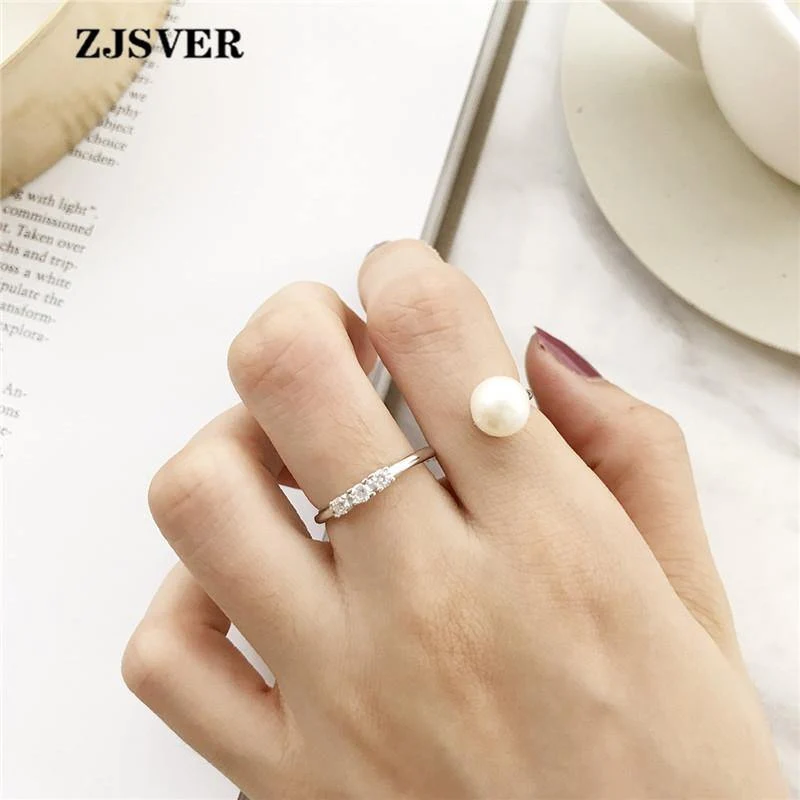 925 Sterling Silber Ringe Mode geometrische S Form Perle verstellbar Frauen Ring für die Teilnahme an Party