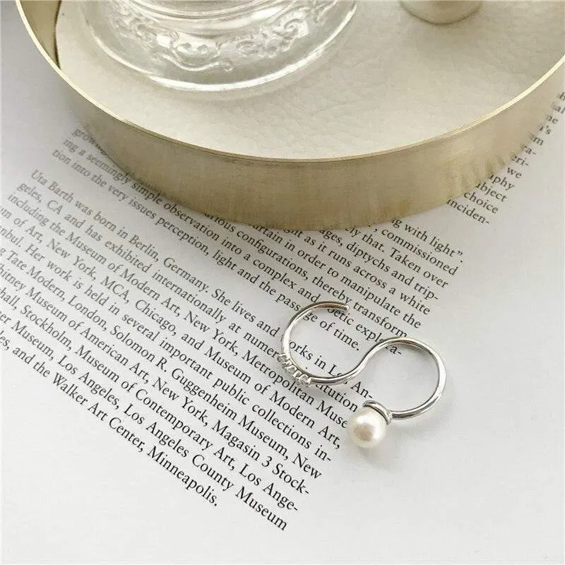 925 Sterling Silber Ringe Mode geometrische S Form Perle verstellbar Frauen Ring für die Teilnahme an Party