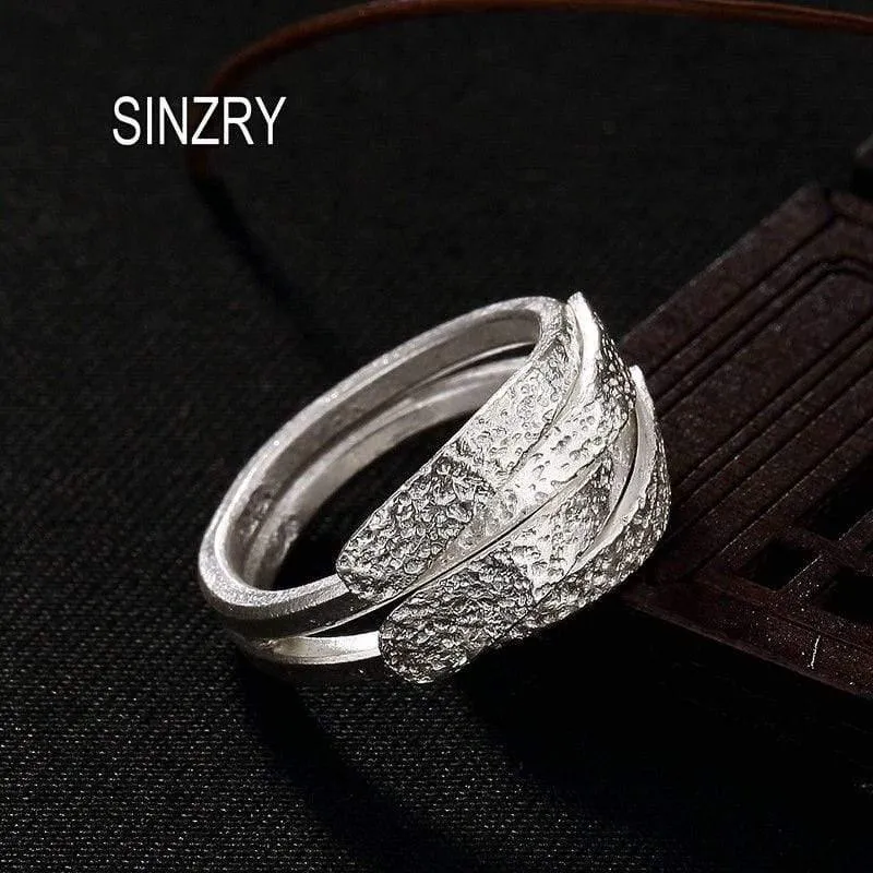925 Sterling Silber handgemachter Vintage Twist kreativer Ring verstellbar Silberringe Dame trendiger Schmuck