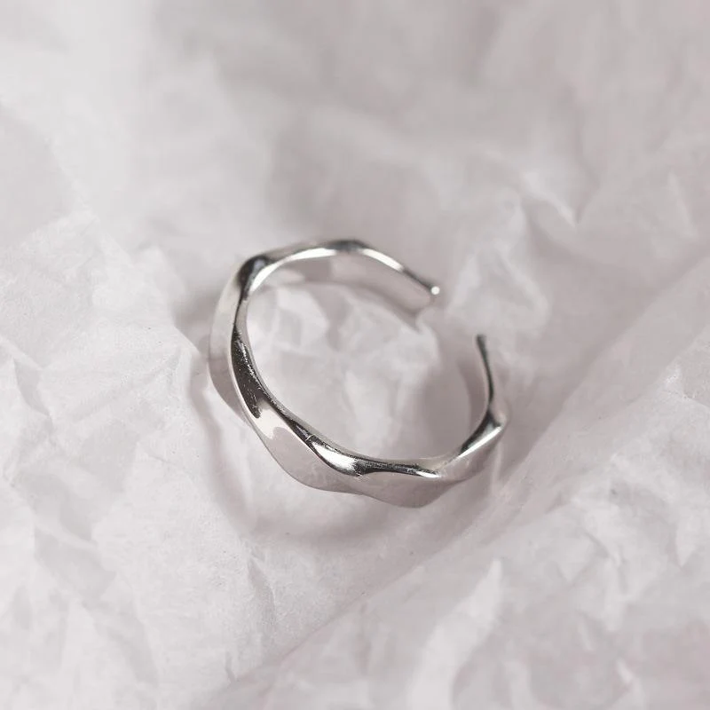 925 Sterling Silber Verzerrung S offene Ringe Silber Textur Abschnitt kreative elegante schicke Ringe für Frauen edlen Schmuck