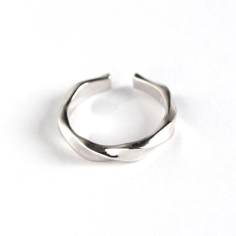 925 Sterling Silber Verzerrung S offene Ringe Silber Textur Abschnitt kreative elegante schicke Ringe für Frauen edlen Schmuck