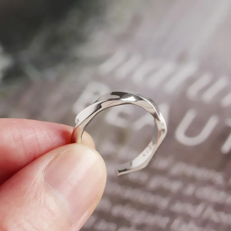 925 Sterling Silber Verzerrung S offene Ringe Silber Textur Abschnitt kreative elegante schicke Ringe für Frauen edlen Schmuck