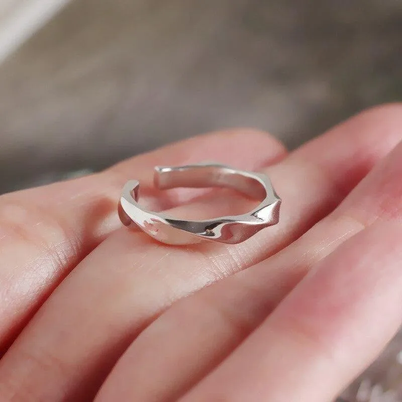 925 Sterling Silber Verzerrung S offene Ringe Silber Textur Abschnitt kreative elegante schicke Ringe für Frauen edlen Schmuck