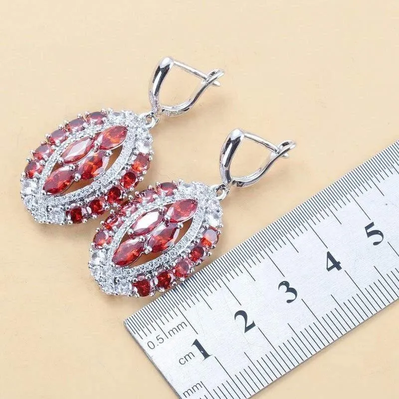 Braut Große Schmuck Sets Kostüm 925 Sterling Silber Baumeln Ohrringe Armband Und Ring Frauen Dubai Hochzeit Schmuck