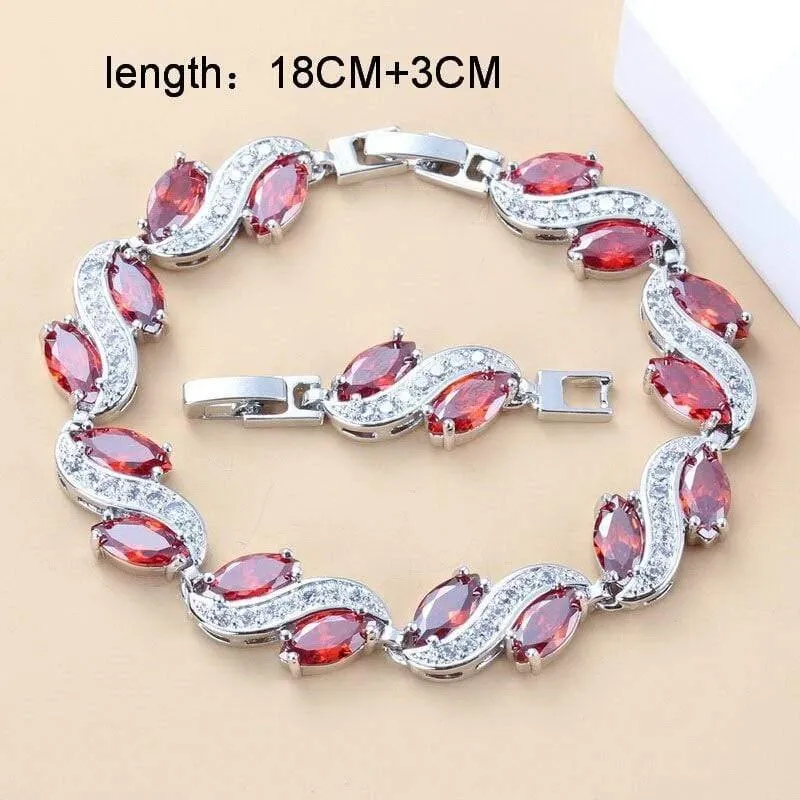 Braut Große Schmuck Sets Kostüm 925 Sterling Silber Baumeln Ohrringe Armband Und Ring Frauen Dubai Hochzeit Schmuck