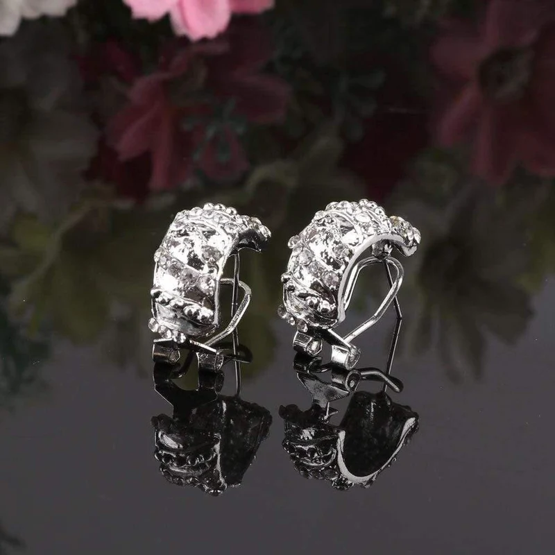 Mode versilbert Schmuck Sets Kristall afrikanische Perlen Halskette Ohrringe Ring Armband Set für Frauen