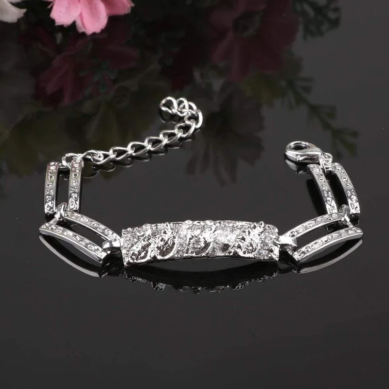 Mode versilbert Schmuck Sets Kristall afrikanische Perlen Halskette Ohrringe Ring Armband Set für Frauen