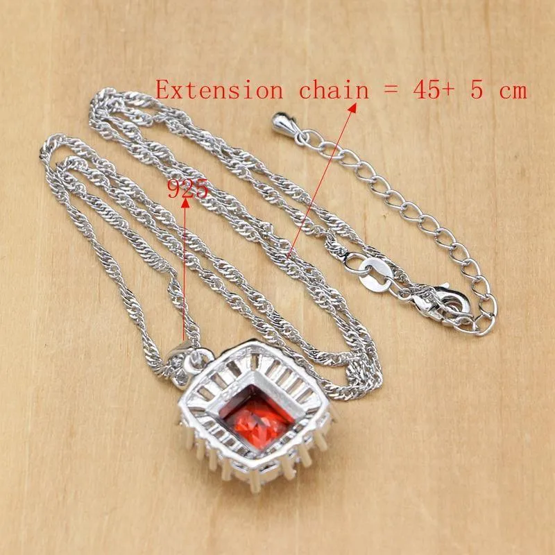 925 silber Schmuck Sets Rot Zirkon Weiß Kristall Perlen Für Frauen Hochzeit Ohrringe/Ringe/Halskette Set Dropshipping
