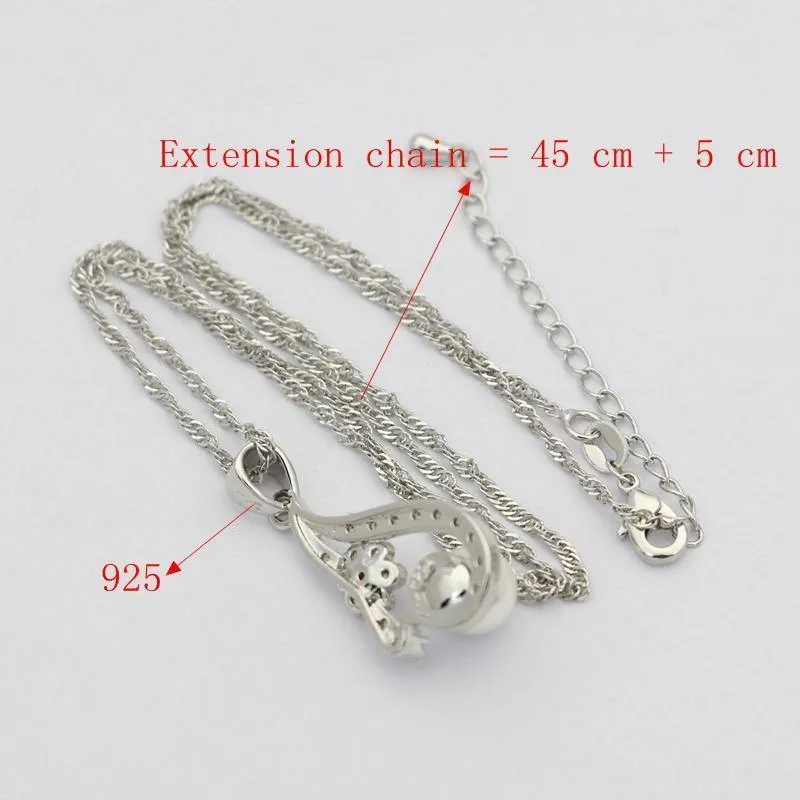 Weiße Perle 925 Silber Schmuck Sets für Frauen Hochzeit Ohrringe mit Stein Anhänger Perlen Halskette Set