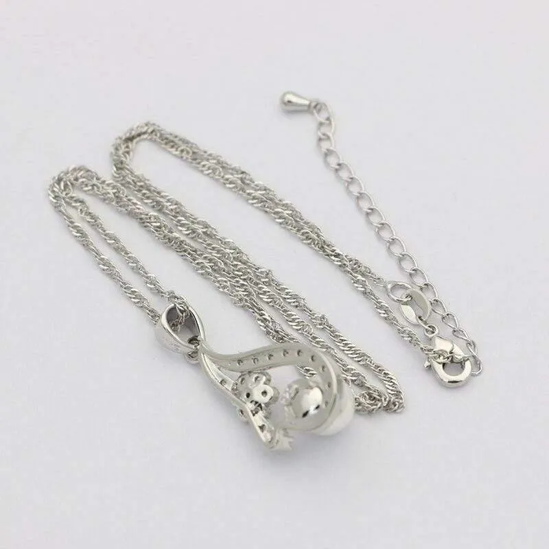 Weiße Perle 925 Silber Schmuck Sets für Frauen Hochzeit Ohrringe mit Stein Anhänger Perlen Halskette Set
