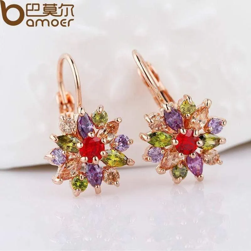 Schmuck-Sets in Roségold für Frauen mit hochwertigem mehrfarbigem AAA-Zirkon für Hochzeit und Verlobung ZH017