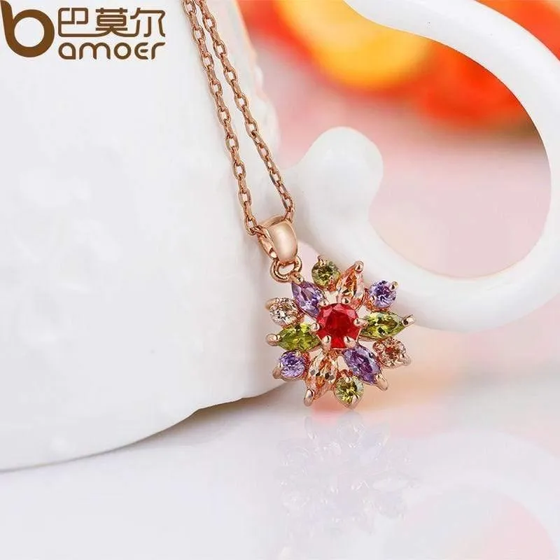 Schmuck-Sets in Roségold für Frauen mit hochwertigem mehrfarbigem AAA-Zirkon für Hochzeit und Verlobung ZH017