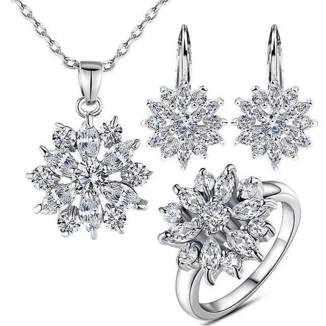 Schmuck-Sets in Roségold für Frauen mit hochwertigem mehrfarbigem AAA-Zirkon für Hochzeit und Verlobung ZH017
