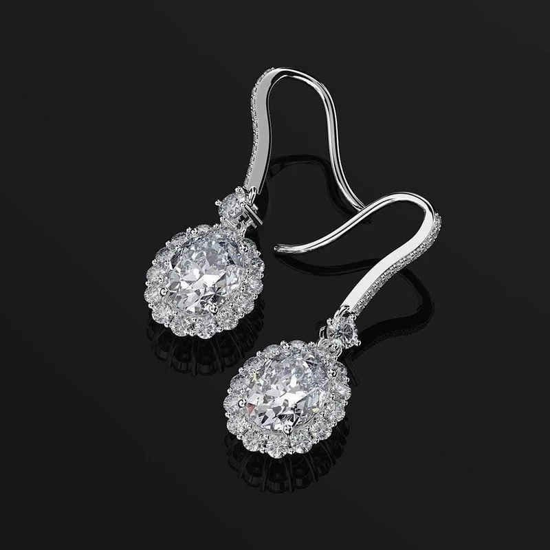 925 Sterling Silber Rosa Saphir Rubin Edelstein Tropfen Baumeln Diamanten Ohrringe Edlen Schmuck Großhandel Drop Shipping