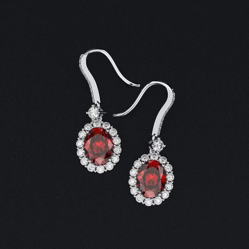 925 Sterling Silber Rosa Saphir Rubin Edelstein Tropfen Baumeln Diamanten Ohrringe Edlen Schmuck Großhandel Drop Shipping