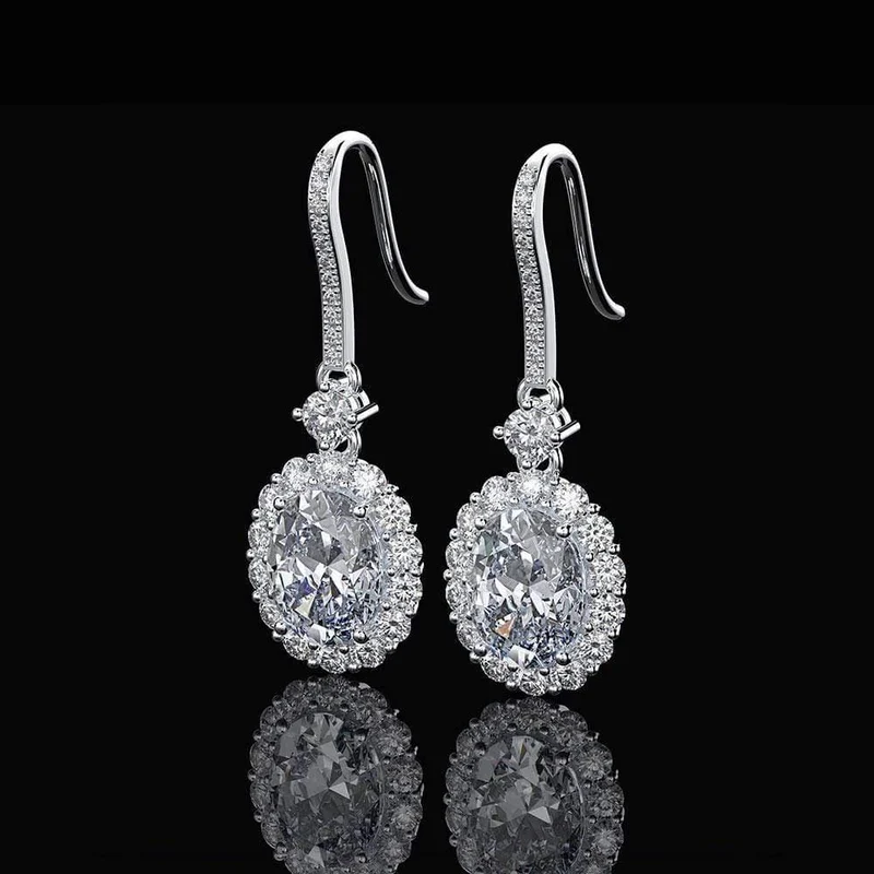 925 Sterling Silber Rosa Saphir Rubin Edelstein Tropfen Baumeln Diamanten Ohrringe Edlen Schmuck Großhandel Drop Shipping