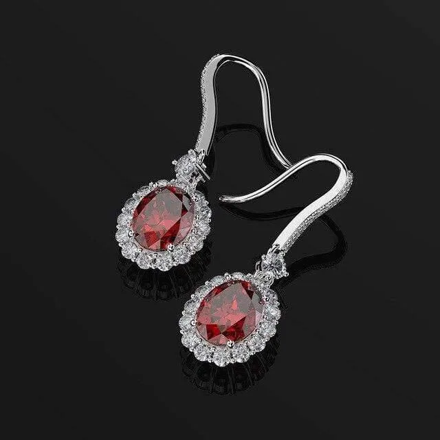 925 Sterling Silber Rosa Saphir Rubin Edelstein Tropfen Baumeln Diamanten Ohrringe Edlen Schmuck Großhandel Drop Shipping