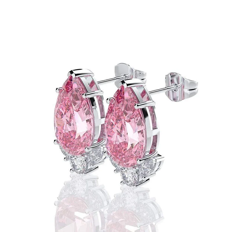 925 Sterling Silber Aquamarin Saphir Edelstein Diamanten Weißgold Ohrringe Ohrstecker Edlen Schmuck Großhandel