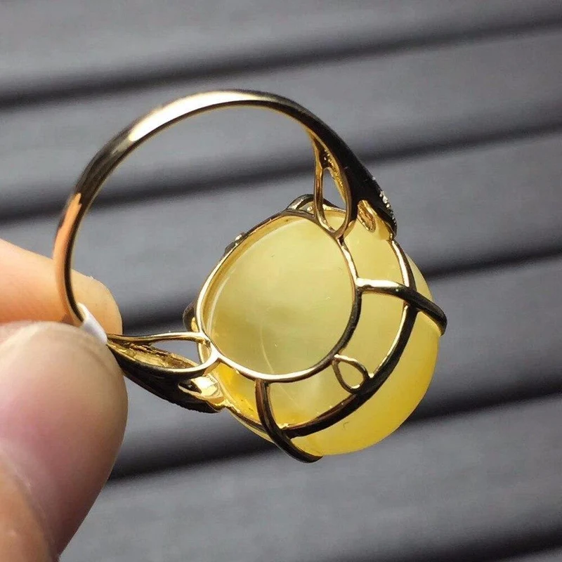 18K Rose Gold AU750 100% Natürliche Bernstein Edelstein Anillos Diamanten Ringe für Frauen Feine Ring
