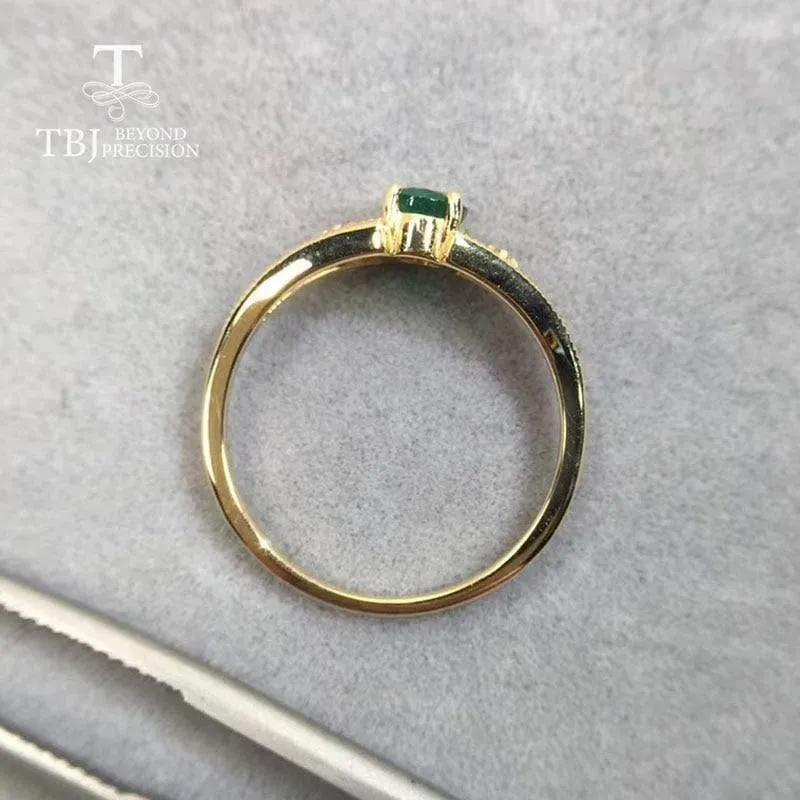 18k gelb gold edelstein ring natürliche gute farbe smaragd oval 4.2*6mm edlen schmuck für dame jahrestag & täglichen tragen beste geschenk