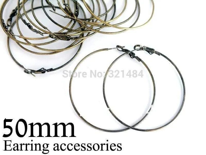 500 teil/los antike messing bronze 50mm französisch kreis haken ohrring verschlüsse creolen ohrring ergebnisse für schmuck machen liefert