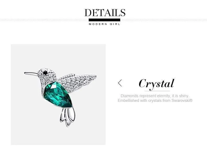 925 Sterling Silber Vogel Ohrringe verziert mit Kristall Ohrstecker für Frauen Piercing Oreja