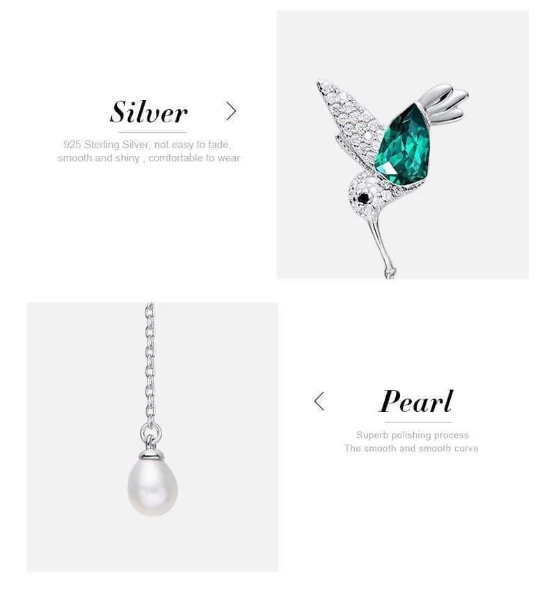 925 Sterling Silber Vogel Ohrringe verziert mit Kristall Ohrstecker für Frauen Piercing Oreja