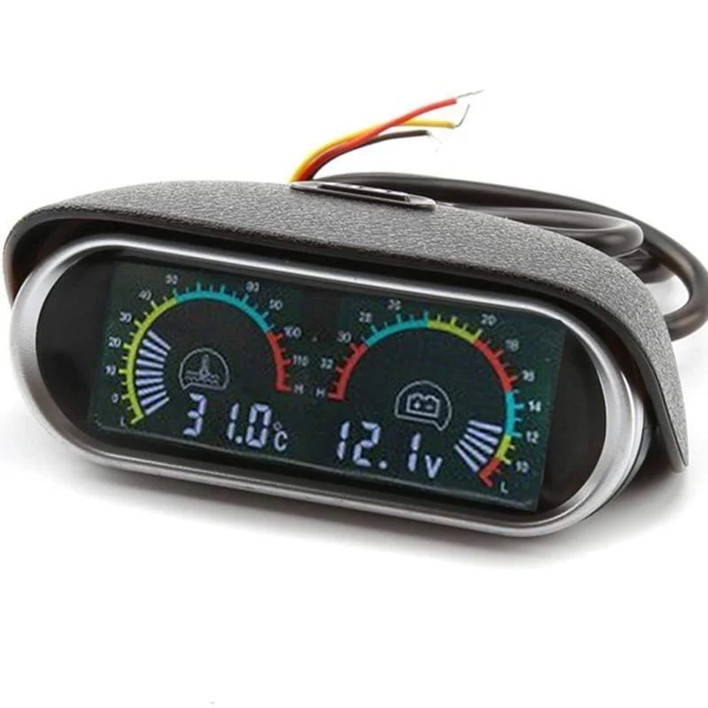 Voltmeter Auto Motorrad Auto für Mitsubishi Horizontale Wassertemperaturanzeige Motortemperatursensor Voltmeter 2 in 1 12V LCD