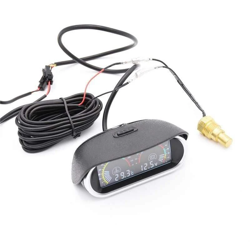 Voltmeter Auto Motorrad Auto für Mitsubishi Horizontale Wassertemperaturanzeige Motortemperatursensor Voltmeter 2 in 1 12V LCD