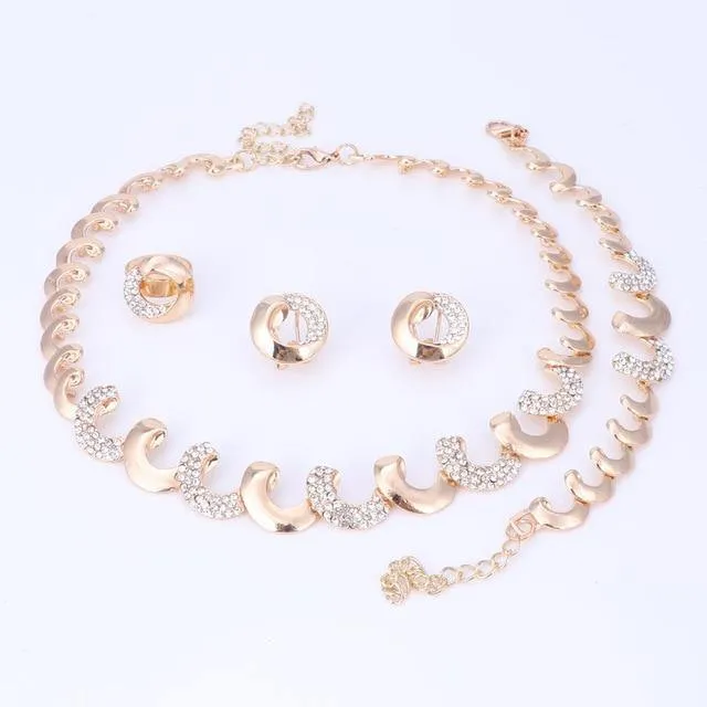 Schmucksets für Frauen, Party, nigerianischer Brautkristall, klassische Halsketten-Accessoires