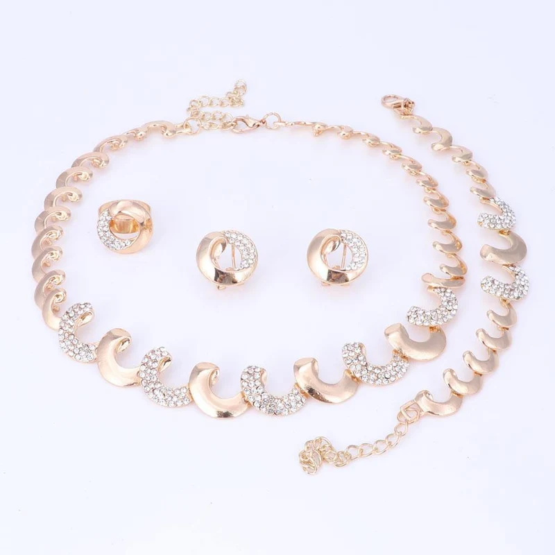 Schmucksets für Frauen, Party, nigerianischer Brautkristall, klassische Halsketten-Accessoires