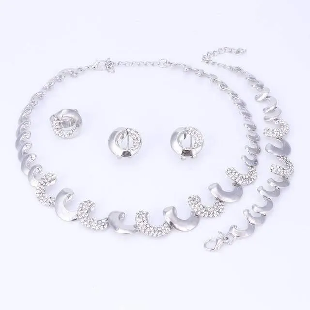 Schmucksets für Frauen, Party, nigerianischer Brautkristall, klassische Halsketten-Accessoires