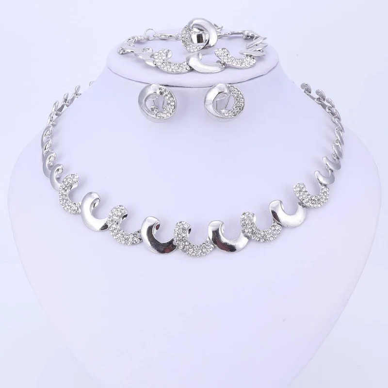 Schmucksets für Frauen, Party, nigerianischer Brautkristall, klassische Halsketten-Accessoires