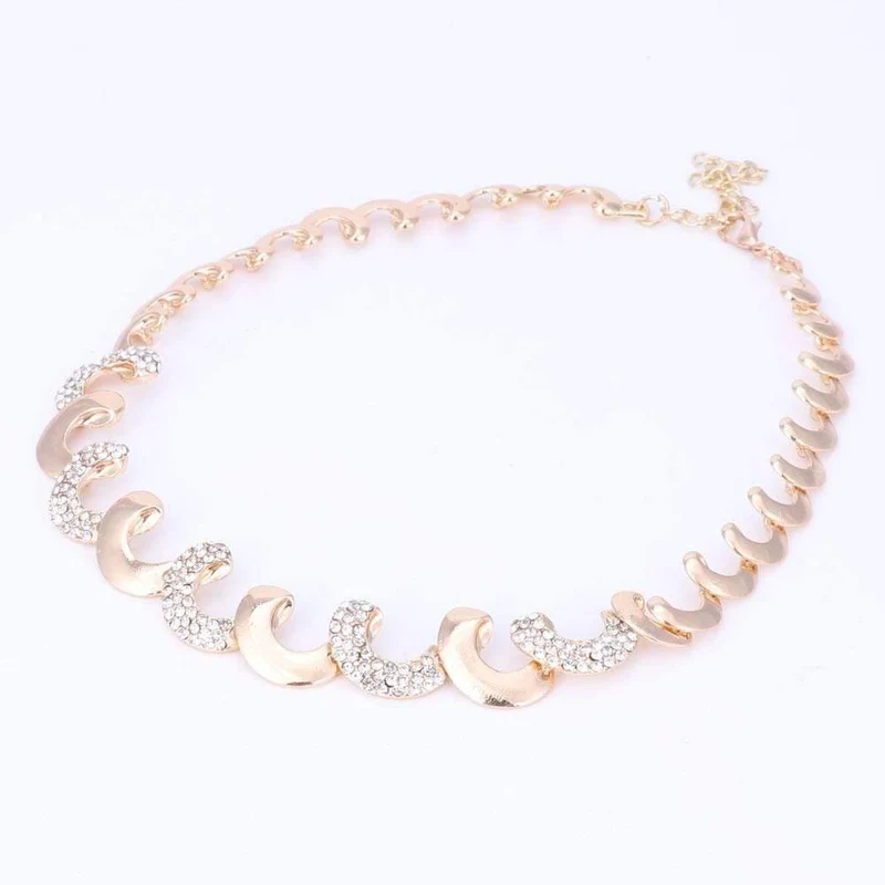 Schmucksets für Frauen, Party, nigerianischer Brautkristall, klassische Halsketten-Accessoires