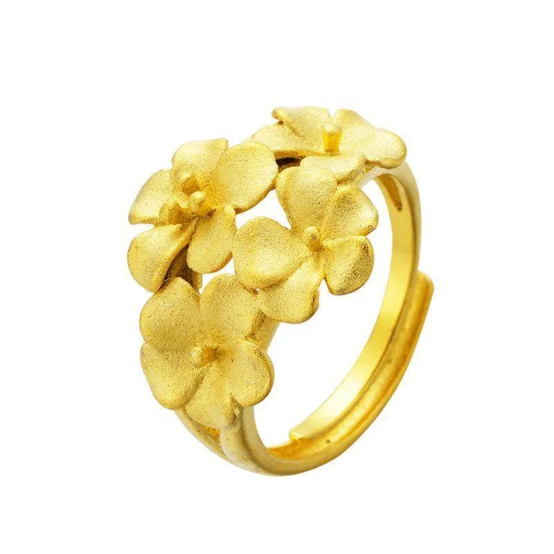 Schmuckset, 100 % 24 Karat Gold, Pflaumenblüten-Design, offene Ringe, Halsketten, Armbänder für Damen, Dubai-Schmucksets
