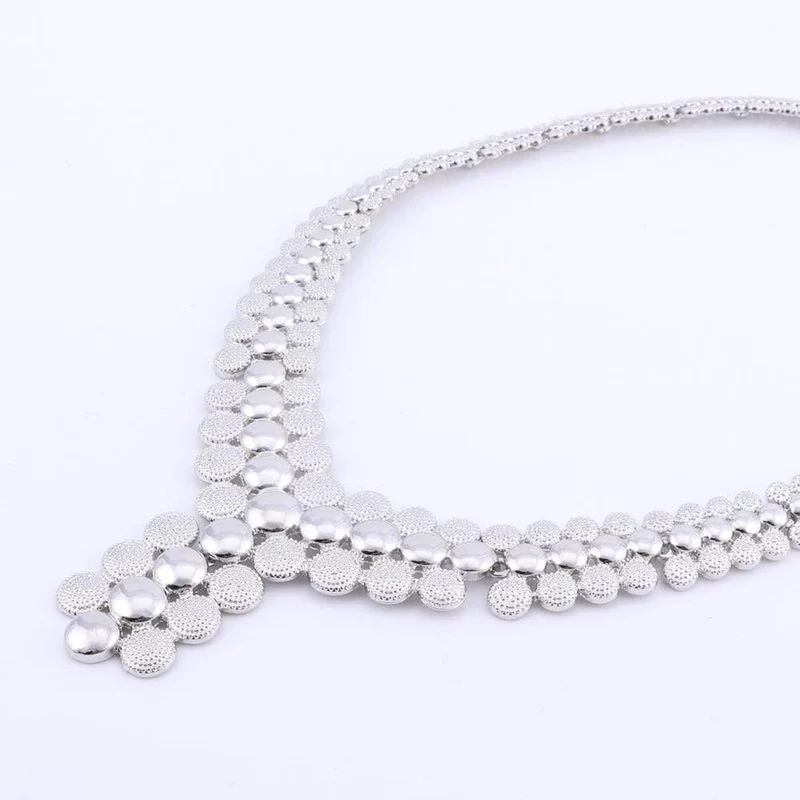 Hochzeit Afrikanische Perlen Schmuckset Frauen Afrikanisches Modeschmuckset Dubai Versilberte Halsketten-Sets