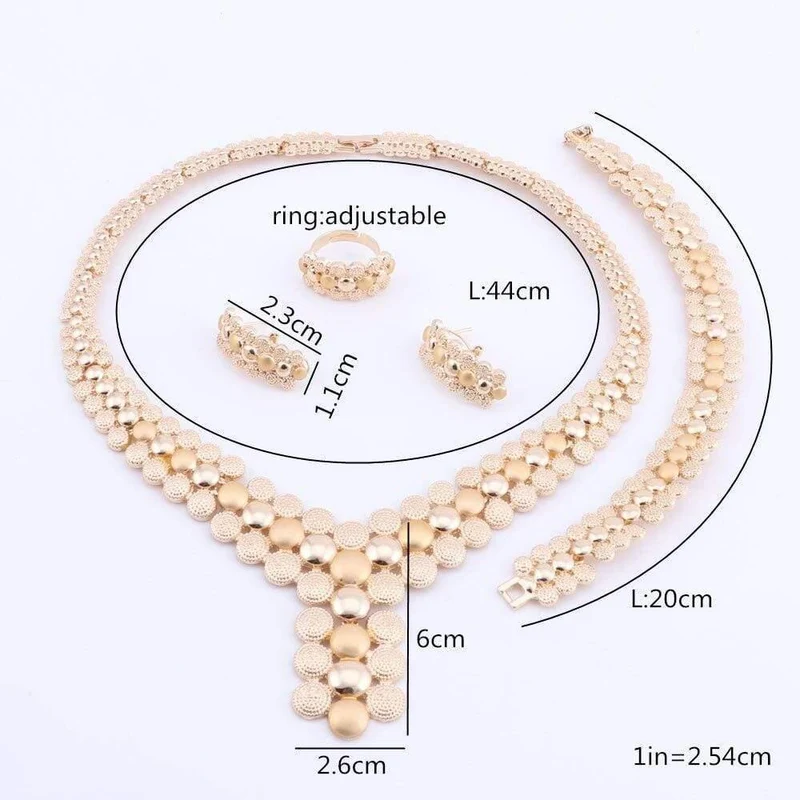 Hochzeit Afrikanische Perlen Schmuckset Frauen Afrikanisches Modeschmuckset Dubai Versilberte Halsketten-Sets