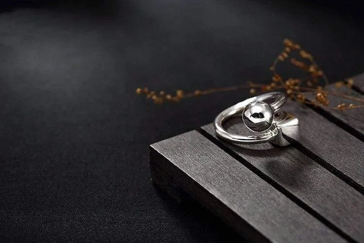 925 Sterling Silber handgemachte quadratische Kugel Persönlichkeit Fingerring verstellbare Silberringe Dame Luxus Schmuck