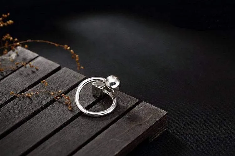 925 Sterling Silber handgemachte quadratische Kugel Persönlichkeit Fingerring verstellbare Silberringe Dame Luxus Schmuck