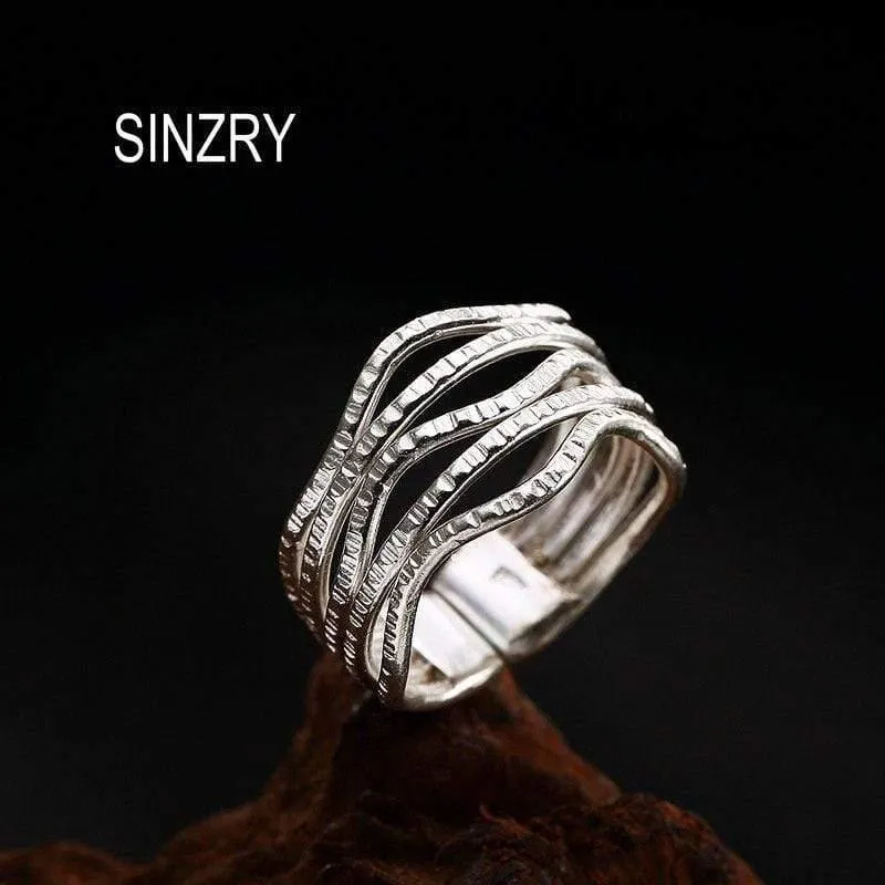 925 Sterling Silber handgemachter Vintage hohler Vintage Fingerring verstellbarer Silberring Damen Luxusschmuck