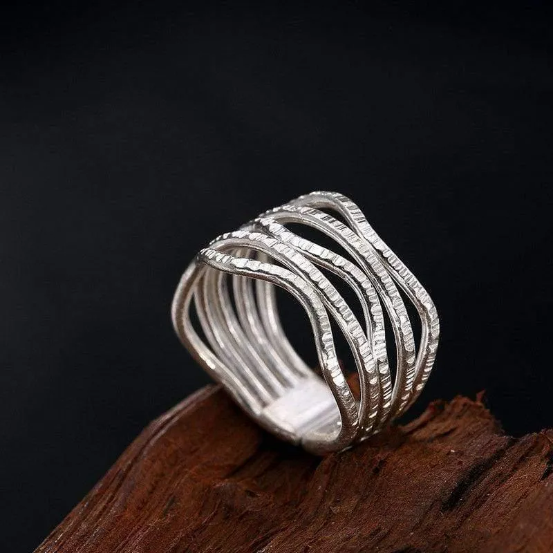 925 Sterling Silber handgemachter Vintage hohler Vintage Fingerring verstellbarer Silberring Damen Luxusschmuck