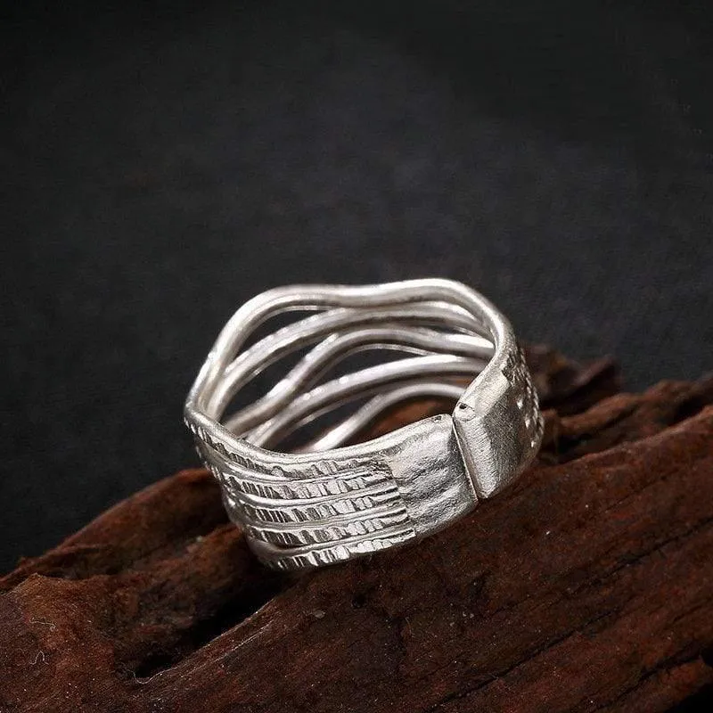 925 Sterling Silber handgemachter Vintage hohler Vintage Fingerring verstellbarer Silberring Damen Luxusschmuck
