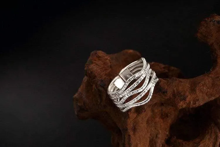 925 Sterling Silber handgemachter Vintage hohler Vintage Fingerring verstellbarer Silberring Damen Luxusschmuck
